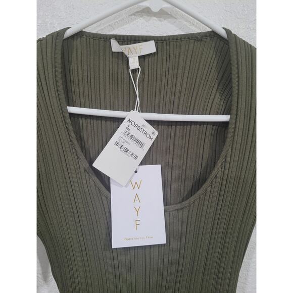 WAYF Where are you from green ribbed Women's Dress‎ size Small Long Sleeve # 14 - Picture 3 of 5